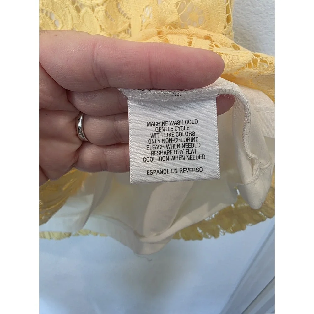 Charter Club Sz XL Soft Daffodil Yellow Sleeveless Lace Lined Blouse Spring Luxe - Picture 4 of 6